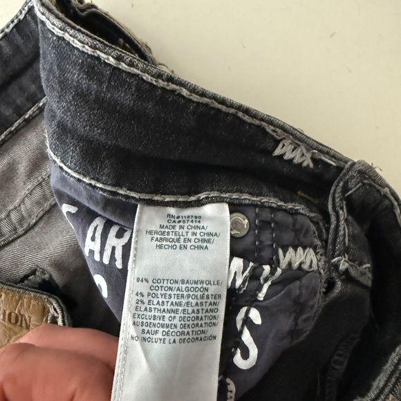 True Religion ROCCO Relaxed Skinny Black Denim Thick Stitch Jeans Mens 30 x 34 - Picture 6 of 12